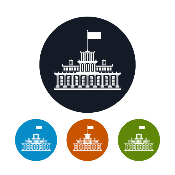 四种圆形图标政府大楼图片下载