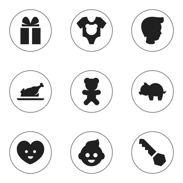 一组9可编辑的家庭图标包括符号图片下载