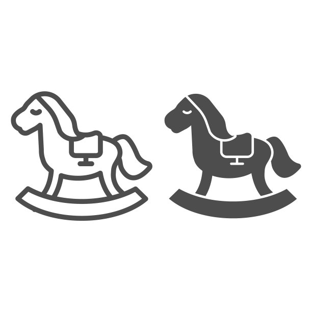 马玩具线和字形图标儿童玩具图片下载