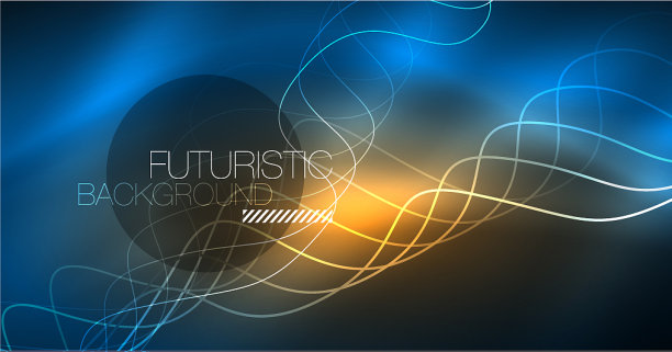 发光的抽象波在暗闪光运动图片下载