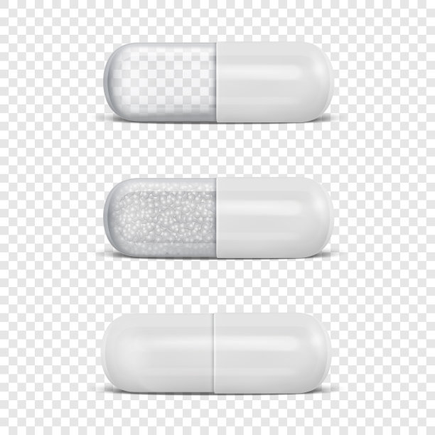 3d逼真的白色药丸图标设置图片下载