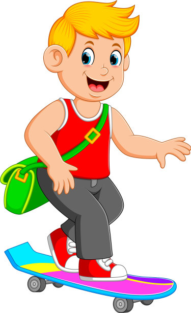 酷男孩正在用绿色的袋子玩图片下载