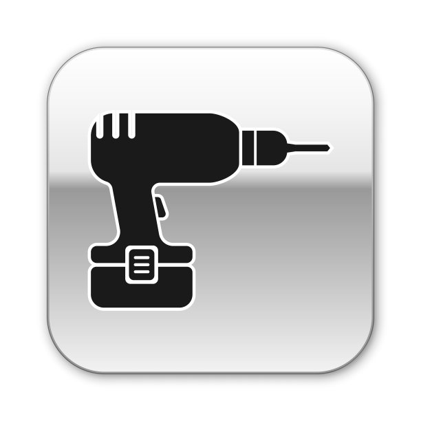 黑色钻机图标隔离在白色上图片下载