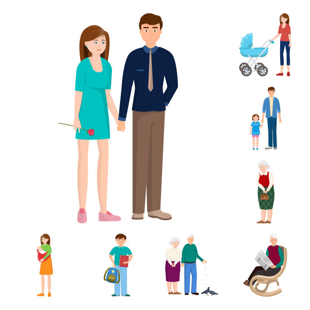 设计家庭和人民的签名集图片下载