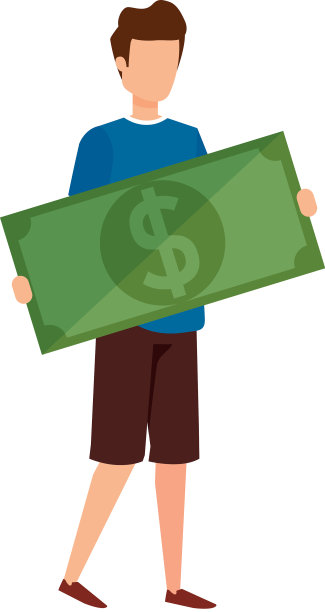 男子举起钞票钞票元字图片下载