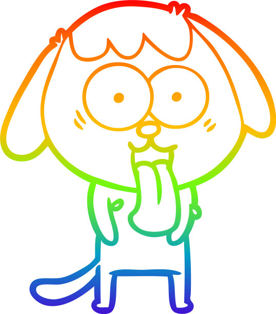 彩虹梯度线画可爱的卡通狗图片下载