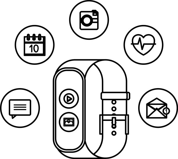 智能手表与媒体播放器按钮和图片图片下载