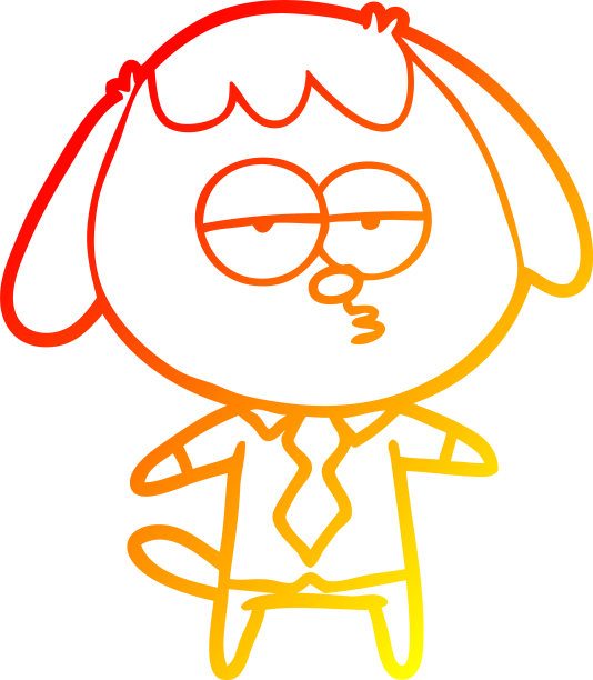 温暖的梯度线画卡通无聊的狗在图片下载