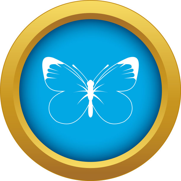 蝴蝶图标蓝色孤立图片下载