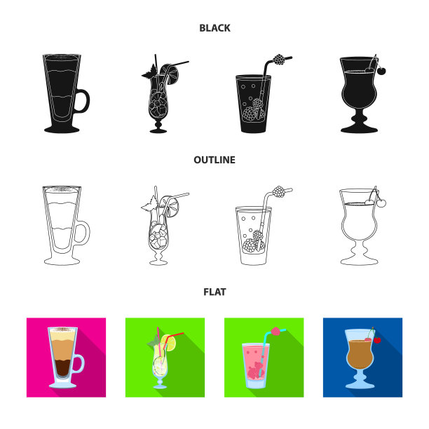 设计酒和餐厅标志套装图片下载