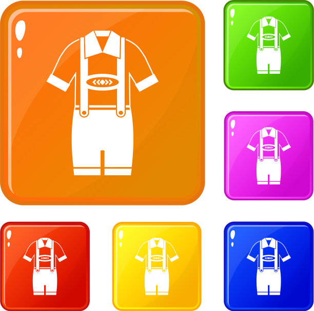 t恤和裤子吊带图标集图片下载