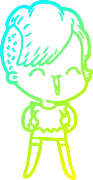 冷梯度线画卡通快乐潮人图片下载