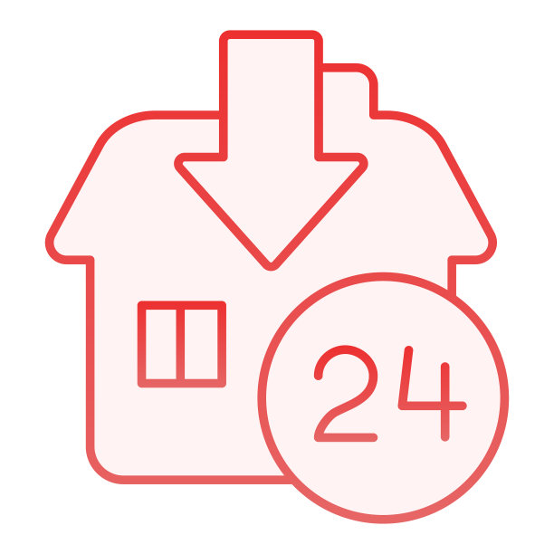 送货平面图标24小时送货红色图片下载