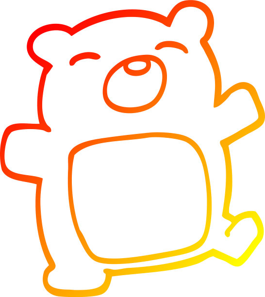 温暖的梯度线画卡通泰迪熊图片下载