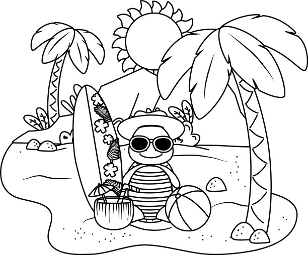 可爱的动物享受暑假图片下载