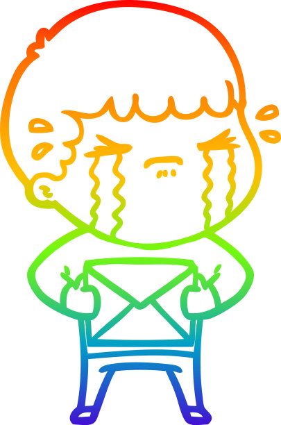 彩虹渐变线画卡通男人哭图片下载