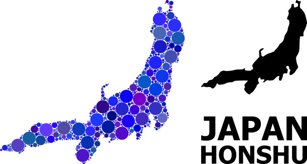 蓝圈马赛克地图本州岛图片下载