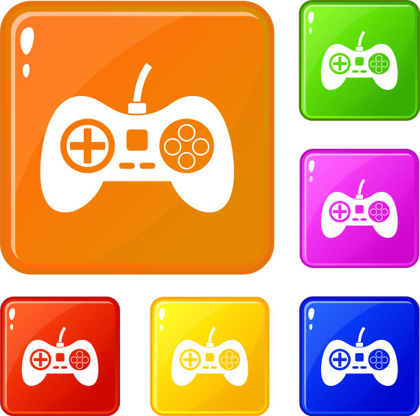 视频游戏控制台控制器图标设置图片下载