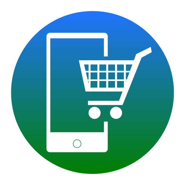 在智能手机上购物标志白色图标图片下载