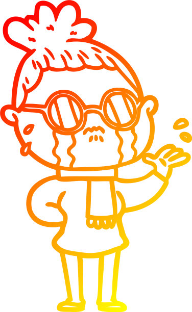 温暖的梯度线画卡通哭泣的女人图片下载