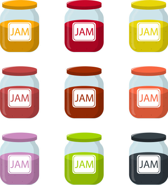 将果酱罐隔离在白色背景上图片下载