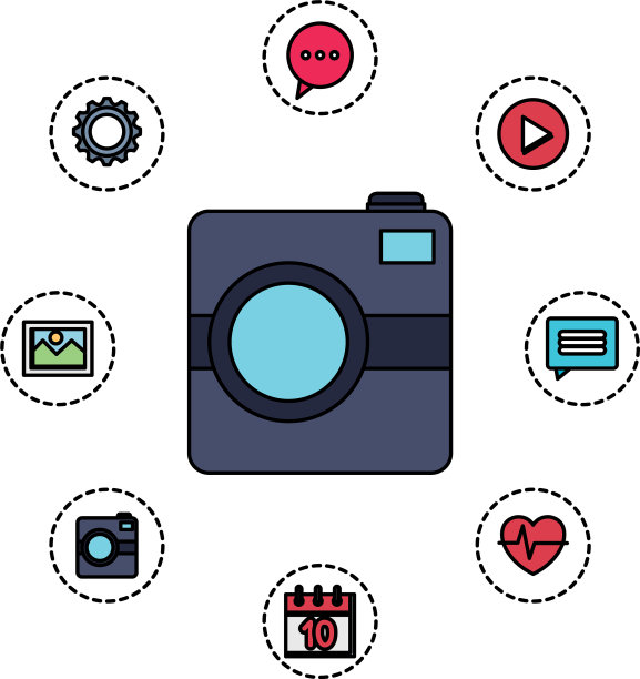 带有应用程序菜单的照相机图片下载