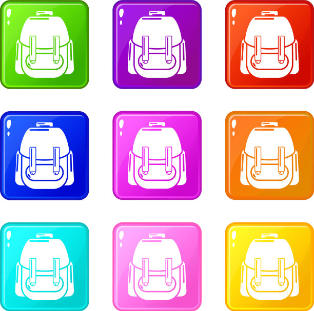 背包图标集9种颜色的集合图片下载
