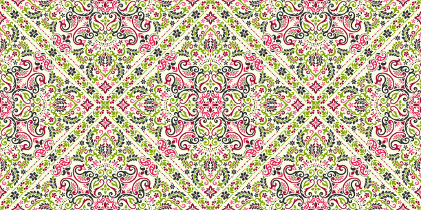 无缝图案基于装饰佩斯利手帕图片下载