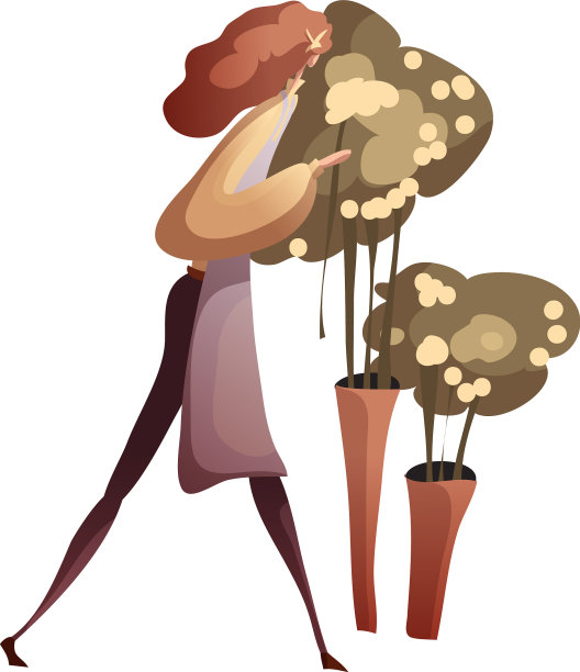 花匠照顾盆栽树图片下载