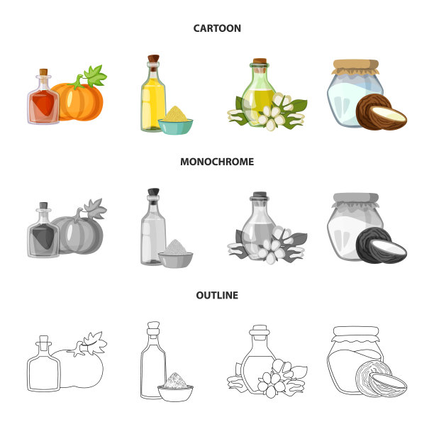 隔离对象健康和蔬菜图标集图片下载