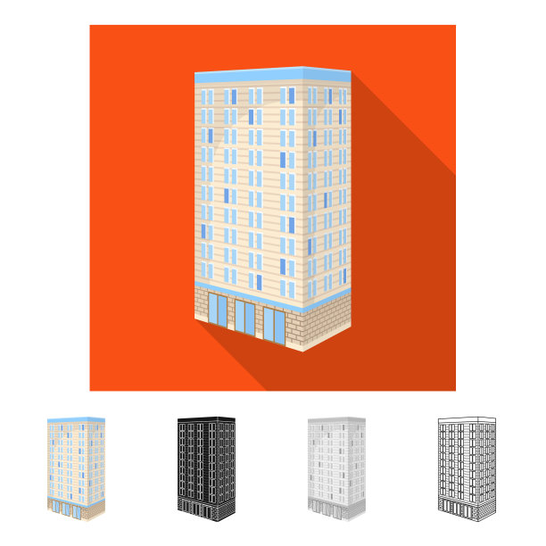 设计办公室和摩天大楼标志集图片下载