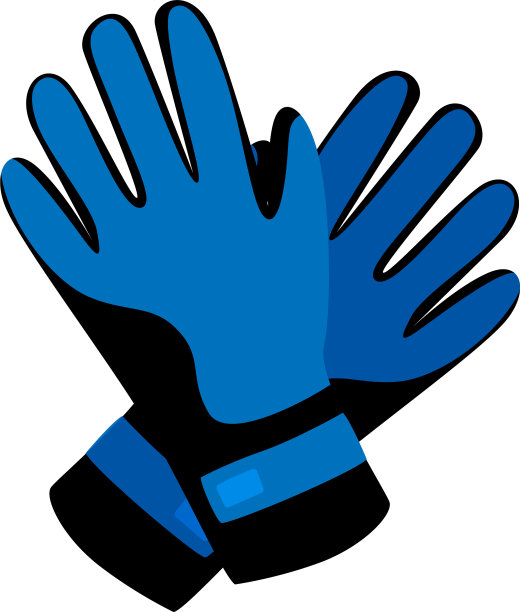 运动蓝色冬季手套滑雪或滑雪板图片下载