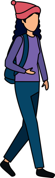 快乐的年轻女子与书包图片下载