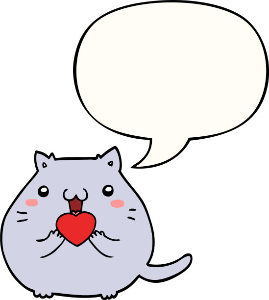 可爱的卡通猫在爱和讲话泡泡图片下载