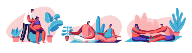 幸福的情侣在健身房等待和锻炼图片下载