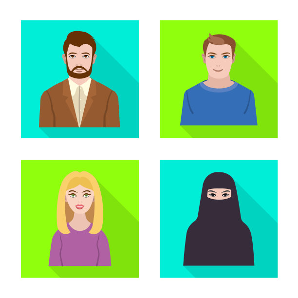 孤立的物体轮廓和肖像标志图片下载