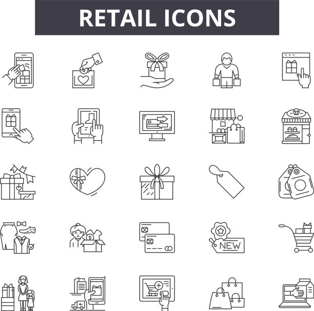 零售线路图标标志设置线性图片下载