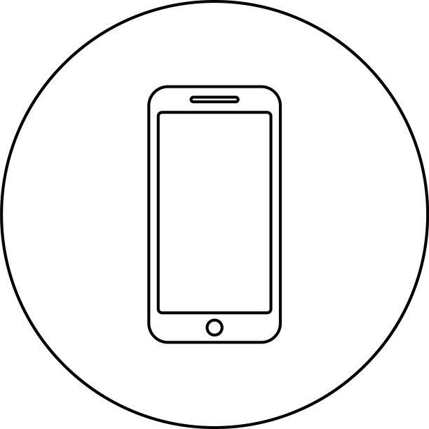 圆形黑色轮廓智能手机图标图片下载