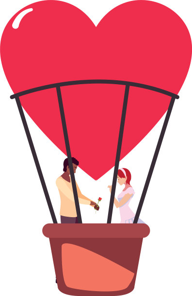 情侣浪漫的热气球旅行图片下载