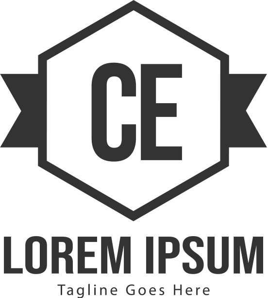 带有现代框架的CE字母Logo模板图片下载