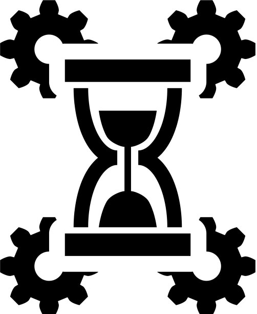 黑色沙漏和齿轮图标隔离时间图片下载