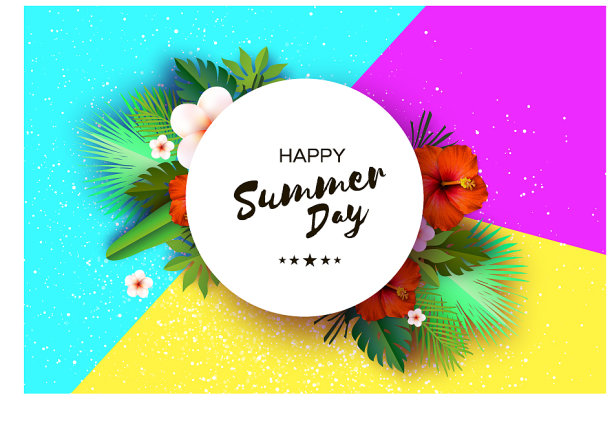 热带夏季棕榈叶植物开花图片下载