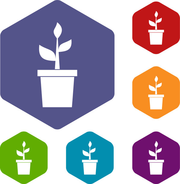 植物在陶罐图标集图片下载