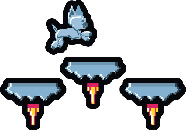 视频游戏像素化的机器人狗跳跃图片下载