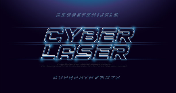技术抽象霓虹字体和字母技术图片下载
