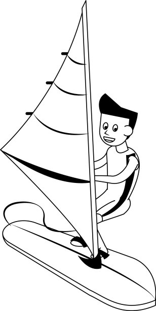 水上极限运动卡通孤立在黑色和图片下载