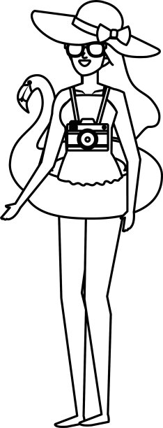 带着佛兰德斯花车和相机的漂亮女孩图片下载