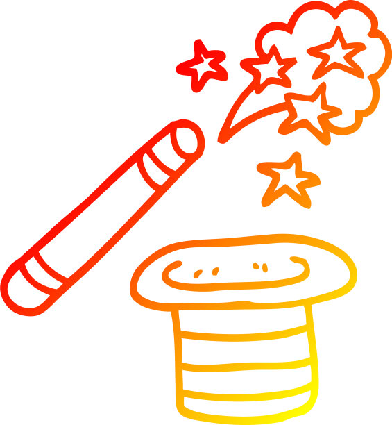 暖梯度线画卡通魔术师的帽子图片下载