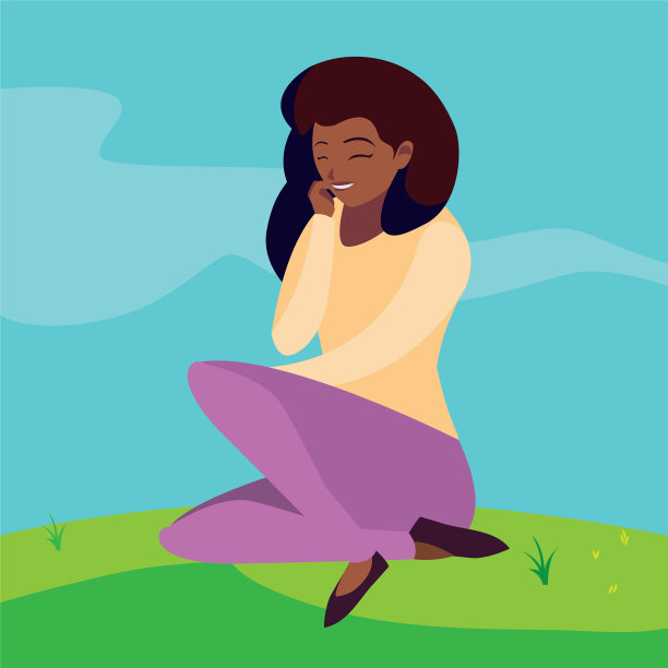 坐在公园里的漂亮黑人女人图片下载