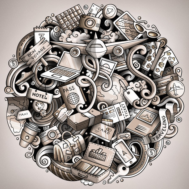 卡通涂鸦旅行图片下载